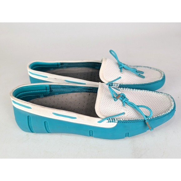 Swims Shoes - Swims Braided Women's Size: 40 / 9 Turquoise & White Boating Loafer Water Shoes